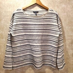 Eileen Fisher Organic Cotton Wool Blend Heathered Striped Boxy Shirt